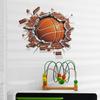 3D Broken Wall Basketball Boys Bedroom Porch Home Beautification Wall Stickers