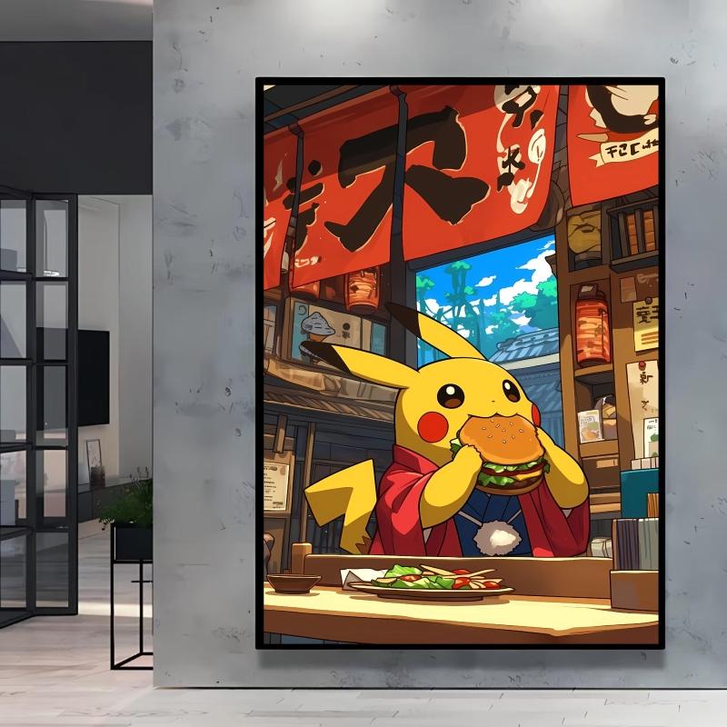 Canvas Poster Pokemon Pikachu Cartoon Picture Lasting Colors Children Gifts Classic Home Living Room Walls Decorative Painting