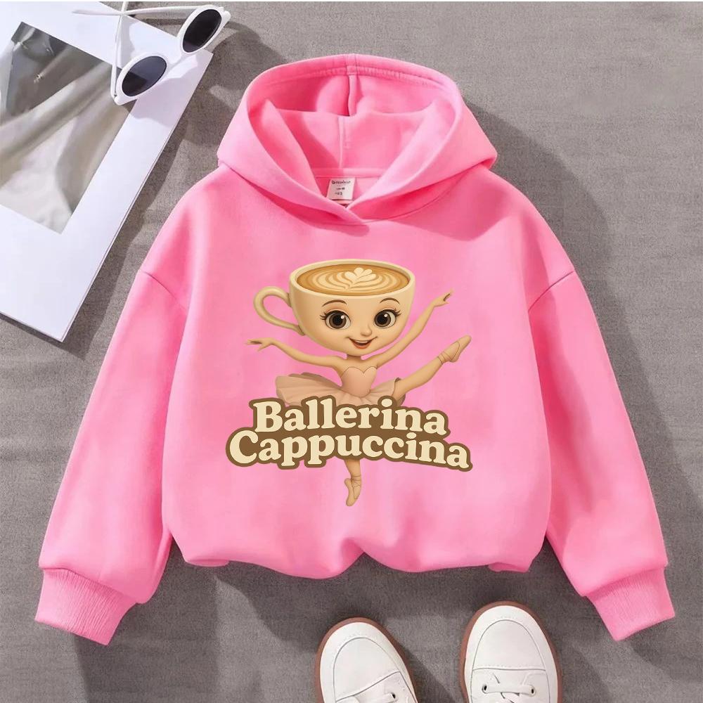 Cute Ballerina Cappuccina Printed Kids Sweatshirt for Girls Fashionable and Comfortable Children's Pullover Top