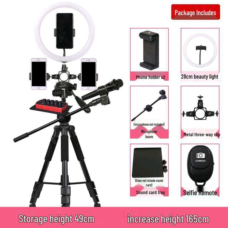 Multifunctional Mobile Streaming Tripod with Beauty Fill Light for Outdoor Videos & Selfies
