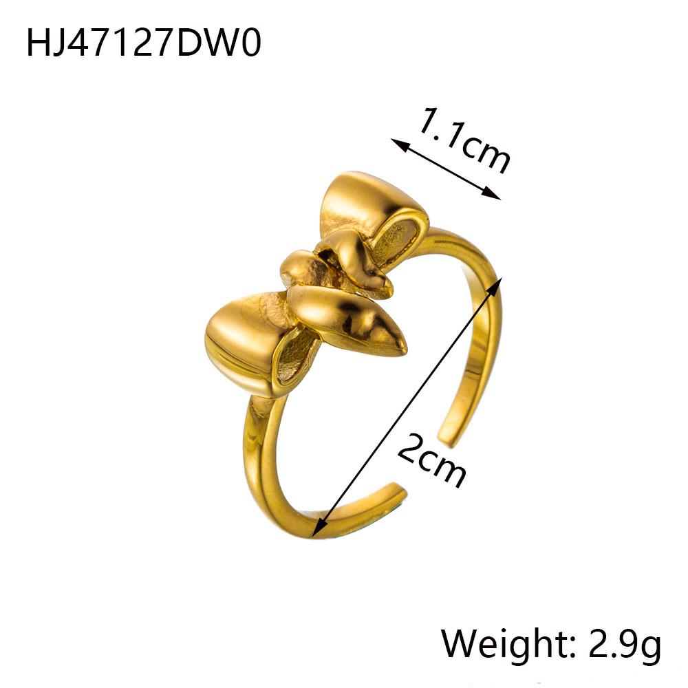 CARLIDANA Hot Sale Trendy 18K Gold Plated Bow Heart Twist Geometric Finger Rings Stainless Steel Not Fade Waterproof Women
