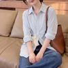 Ladies' Solid Color Shirt Women's Turn Down Collar Lace Bow Long Sleeved Blouse Spring New Version Loose Versatile Casual Top