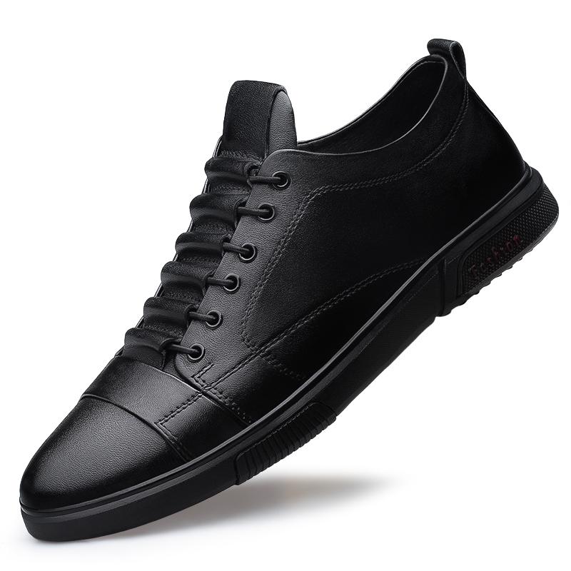 

New Genuine Leather Thick-soled Sneakers Versatile Vulcanized Shoes Minimalist Shoes for Men Summer Casual Leather Board Shoes 47