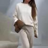 2025 Autumn Women's Versatile Loose Round Neck Sweater Set