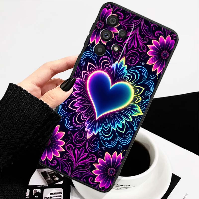 

Luxurious Love Design Art Phone Case For Samsung A73 A72 A71 A55 A54 A53 A52 A51 A13 A22 A16 A15 A12 A14 A26 A07 5G Black Galaxy A16 5G