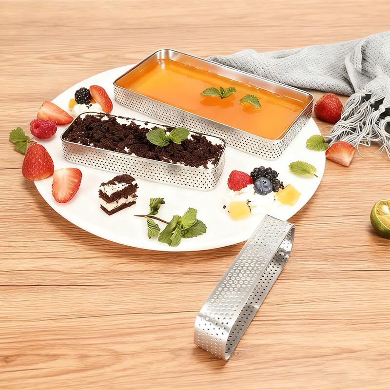 MDNG Perforated Rectangular Mousse Tart Ring Set