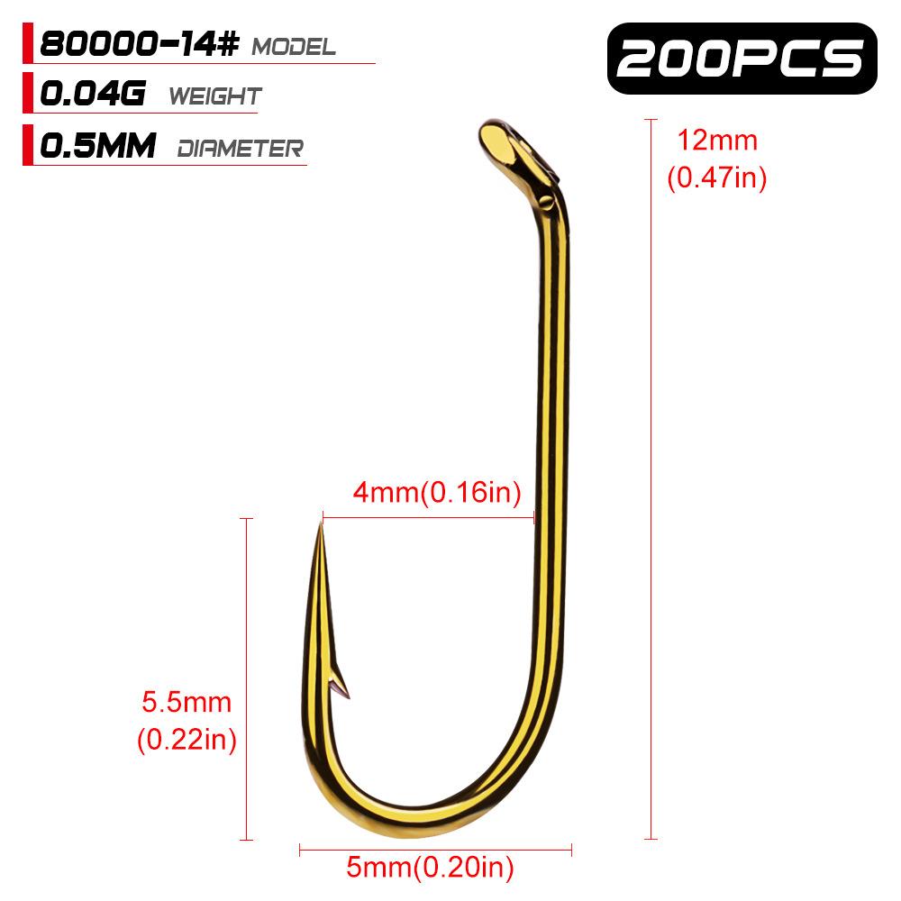 

PRO BEROS Flying Hook Flying Hook Naked Hook 8#12#14# Flying Fly Hair Hook Золотий одинарний гачок 14#
