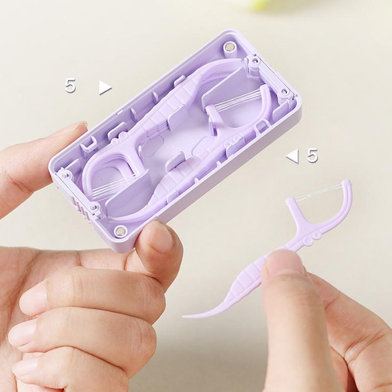 10Pcs/Box Automatic Dental Floss Container Easy Push Bilateral Outlet Floss Toothpick Set Magnetic Design Tooth Care