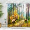 Christmas Shower Curtain Sets Vintage Red Truck Xmas Ball Pine Tree Snowman Winter New Year Gift Bathroom Decor Bath Curtains