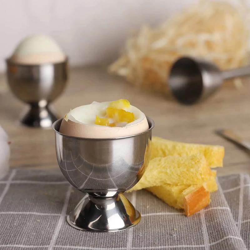 4 Stück Eierbecher Set Praktisch Edelstahl Gekochte Eierbecher Ständer Halter Eierhalter Küche Frühstück Kochwerkzeug