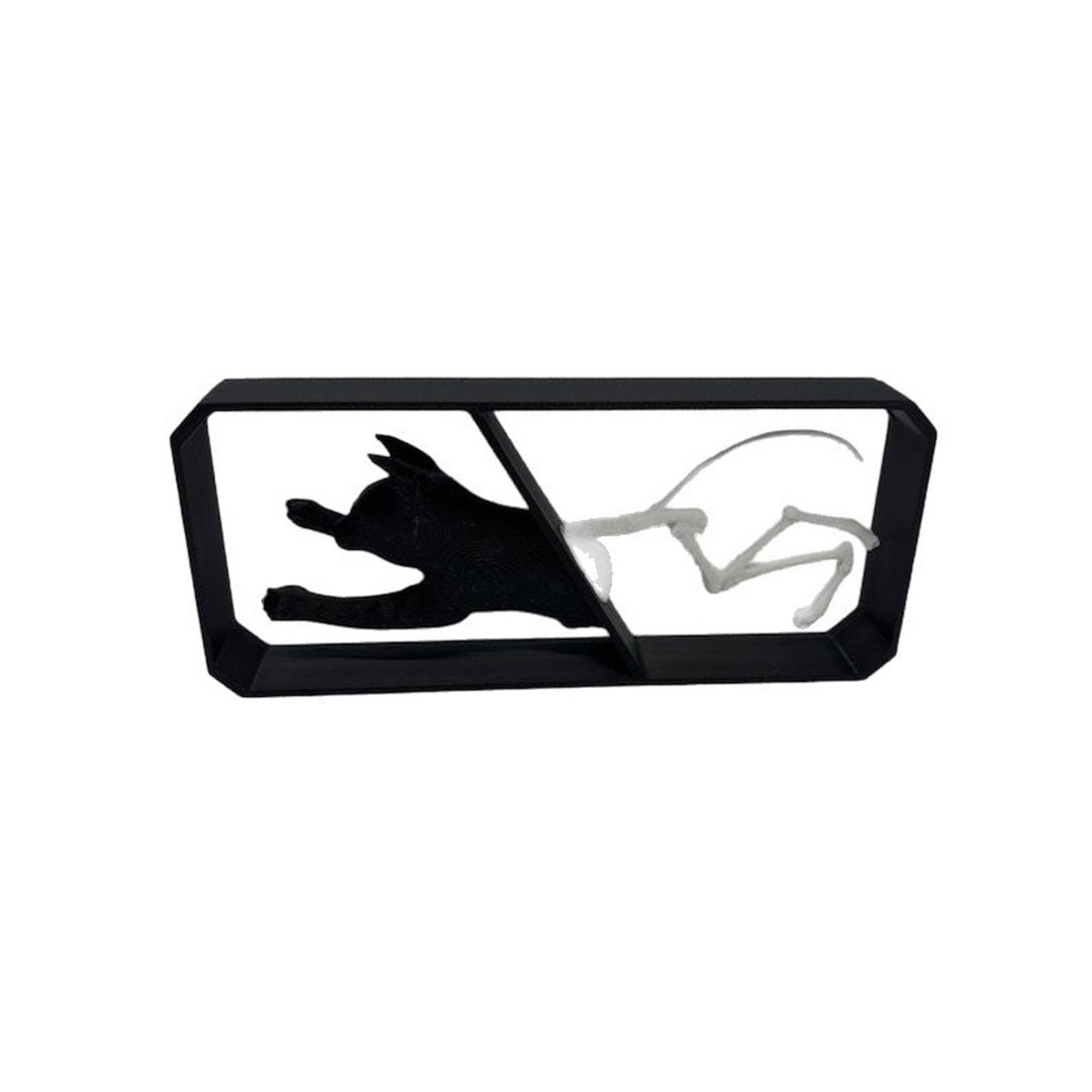 

Desk Decoration Half Skeleton Cat Statue Gothic Bookshelf Ornaments One Size