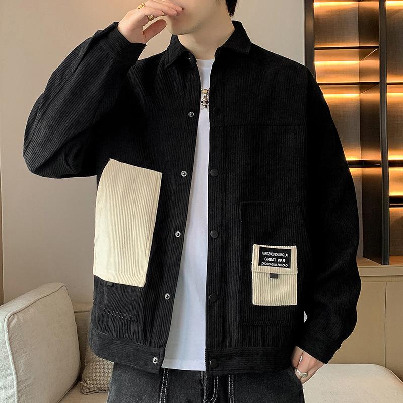 Retro Corduroy Jacket Men's Autumn New Trendy Versatile Casual Shirt Lapel Work Top