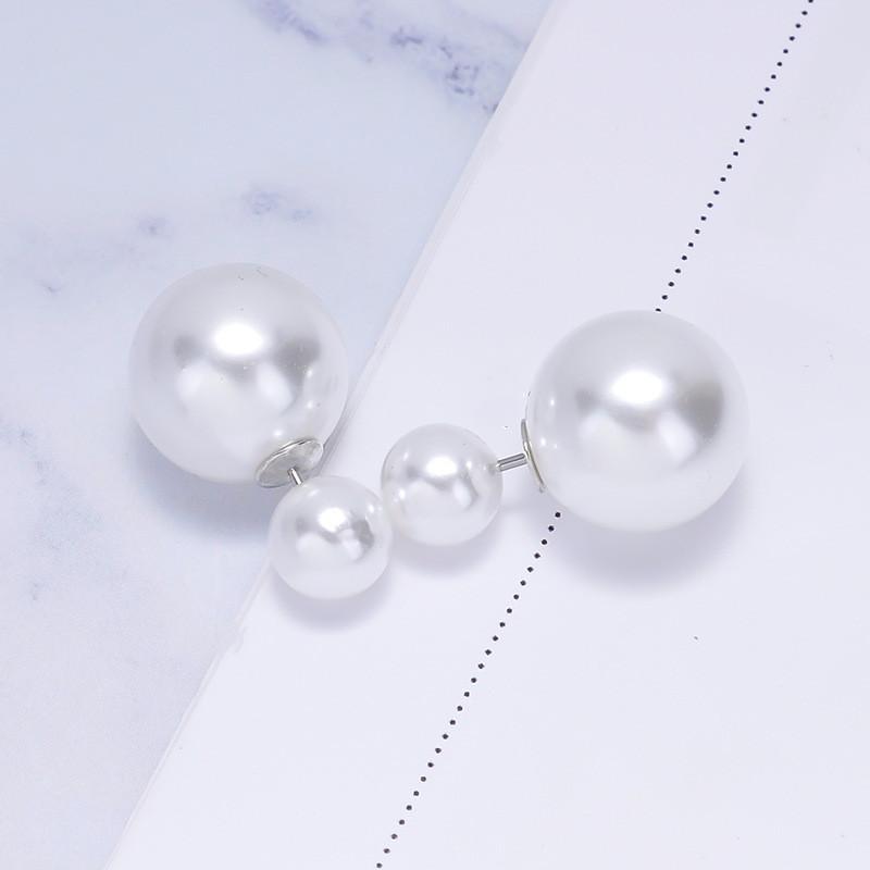 Silver 925 Jewelry Sterling Double Pearl Earrings Popular Women Big And Small Pearl Ear Studs Various Ways Of Wearing