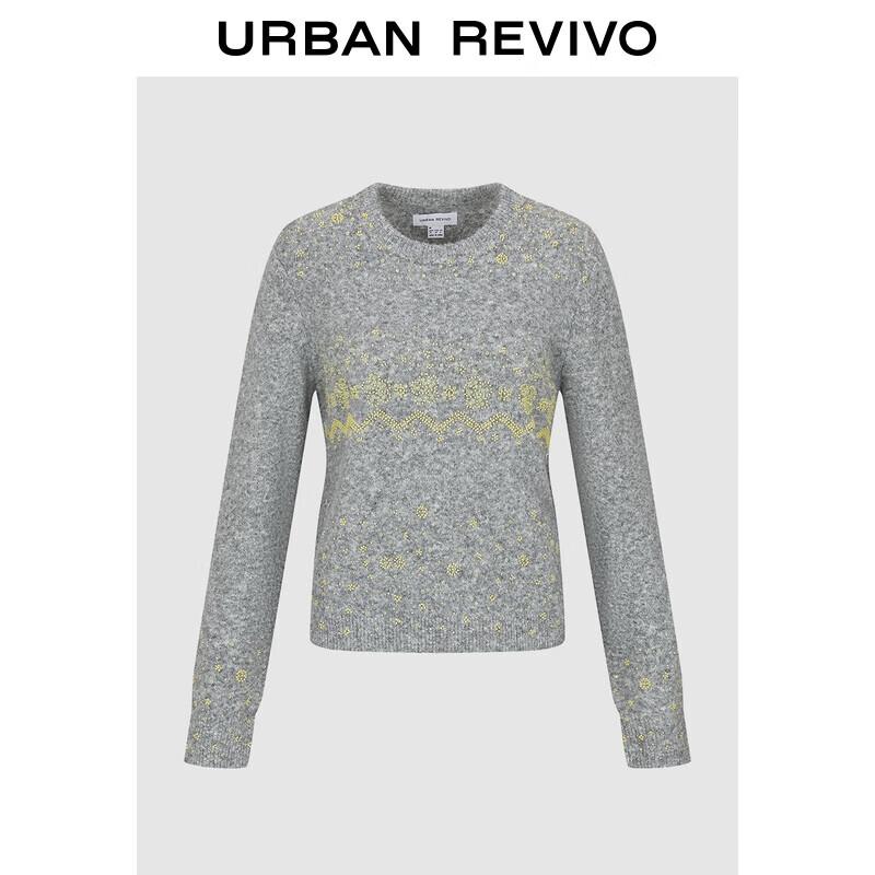 

Женский зимний вязаный свитер с круглым вырезом и бисером UR M