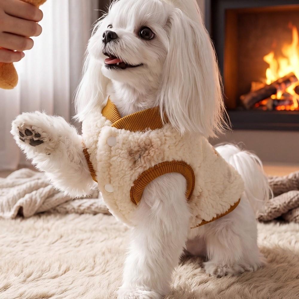 Fashion Warm Thicken Dog Coat Soft Plush Cozy Pet Fleece Coat Thick Fleece with D-ring Two-legged Pet Vest Outdoor Activity