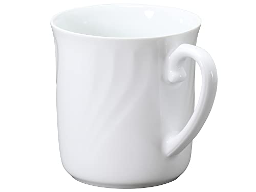 Okura Art Pottery Janet White Mugs (Pair), Coffee/Tea, Approx. 310cc, Microwave and Dishwasher Safe, Made In Japan, 126CR/1000-I