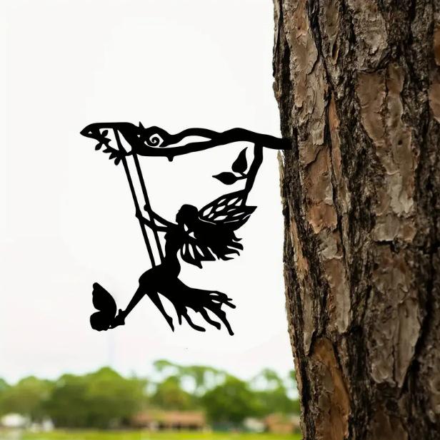 Whimsical Iron Fairy Tree Insert Decoration