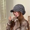 New tie-dye striped pleated piled cap women's big head circumference showing face small newsboy hat sunshade painter hat