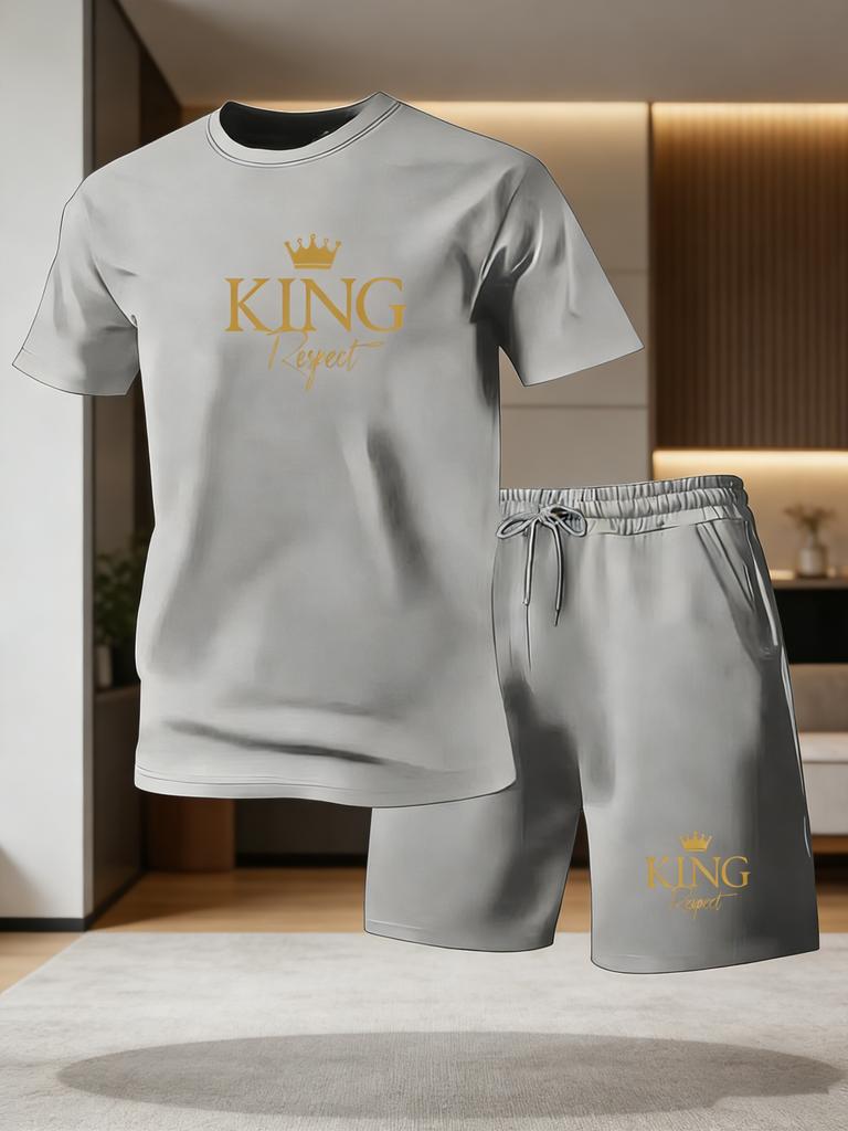 Men's summer casual sportswear round neck short sleeved T-shirt shorts 2-piece set men's short sleeved T-shirt and shorts set