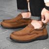 Men's Genuine Leather Slip-on Casual Shoes with Wear-Resistant MD Outsole and Frosted Cowhide Finish