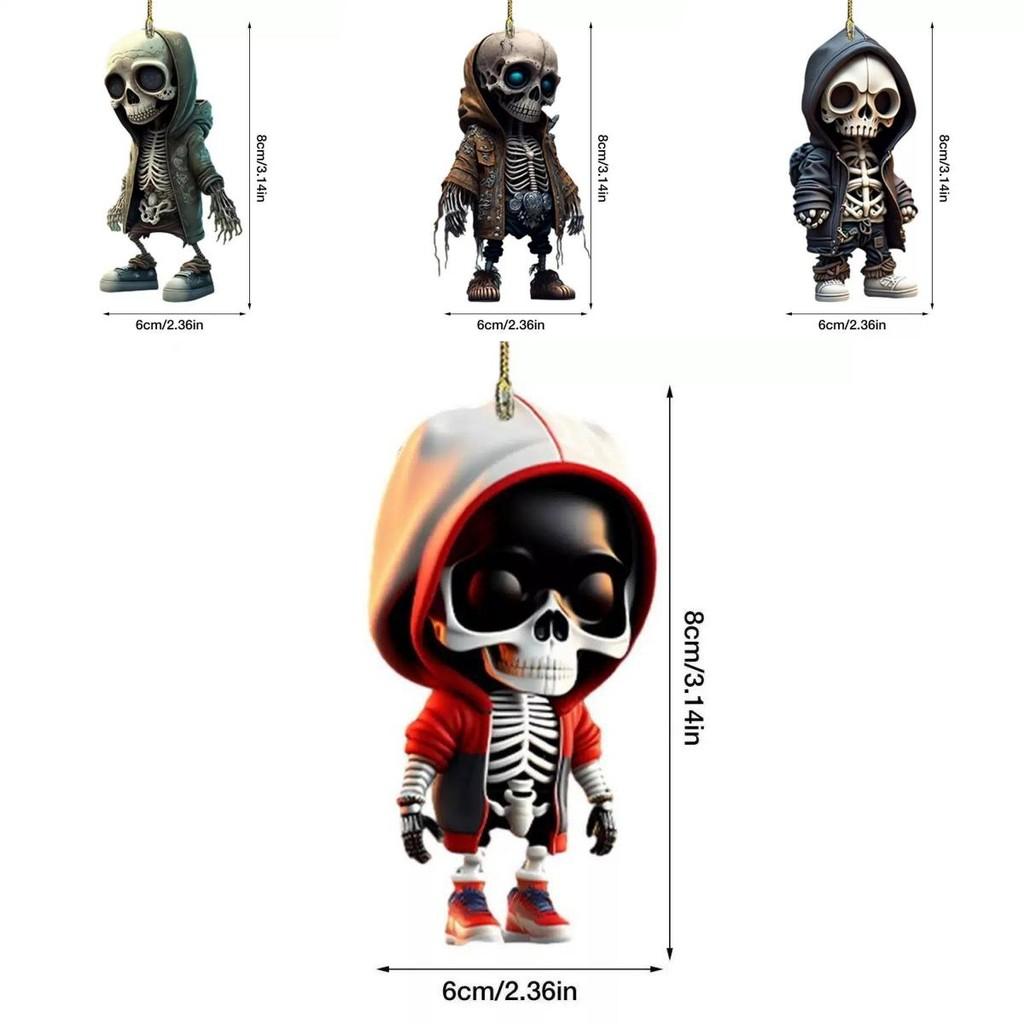 Acrylic Playful Skeleton Car Hanging Decoration Colorful Halloween Accessory Car