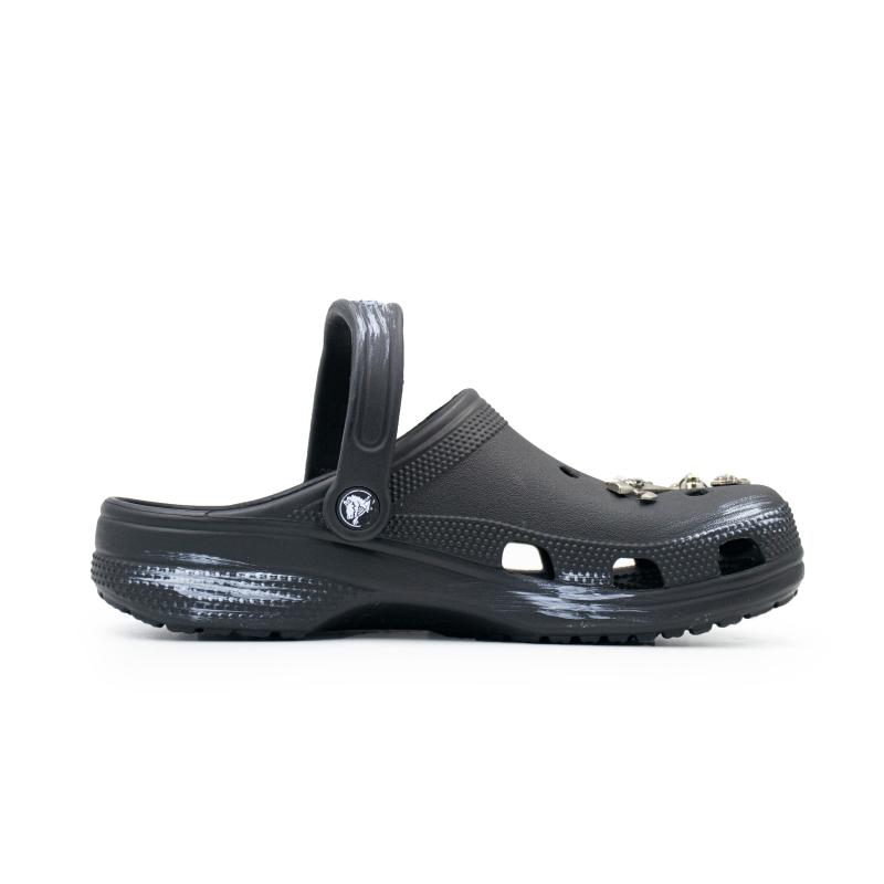 Crocs Classic Clog Devil's Eye Graffiti Versatile Comfortable and Simple Hole Shoes Unisex Black