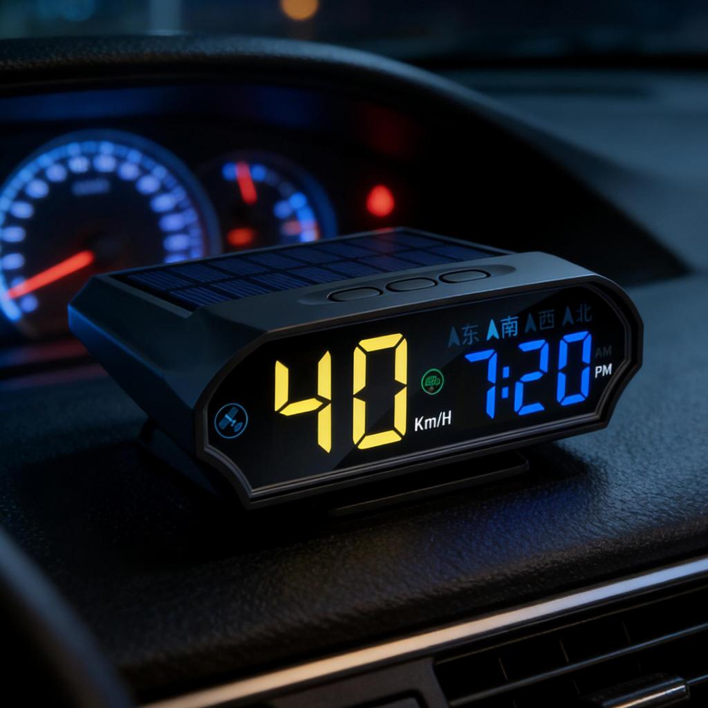Solar Powered Heads Up Display Vehicle Speed Monitoring Supplies Auto Digital Speedometer for Sedans RVs SUVs Trucks Drivers