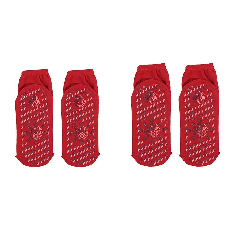 Women Men Magnetic Therapy Warm Health Socks Tourmaline Self-heating Socks 2Pairs красный