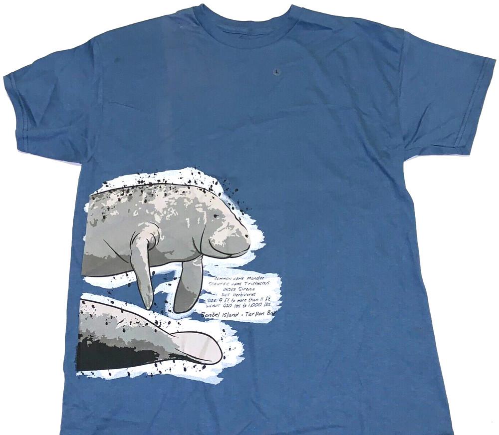 Florida Manatee Facts Sanibel Island Tarpon Bay T-Shirt New! Youth LARGE 14 16 Unisex T-Shirt S