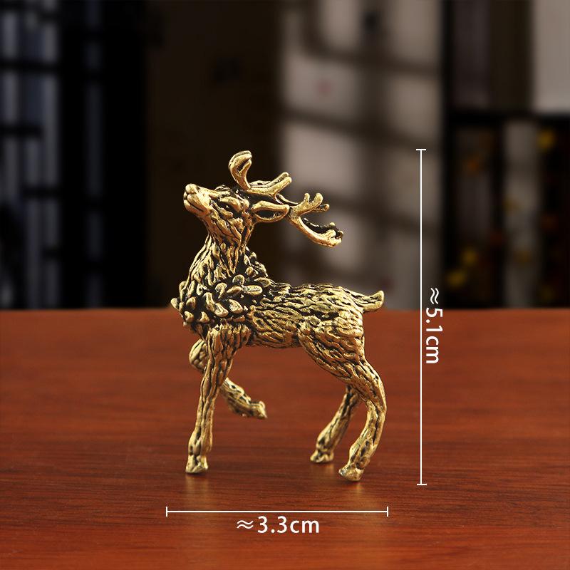 1 шт. Украшение в виде оленя, Статуэтка оленя, Миниатюрный олень сика, Миниатюрные фигурки, Настольное украшение из цельной латуни, Скульптура оленя, Украшения