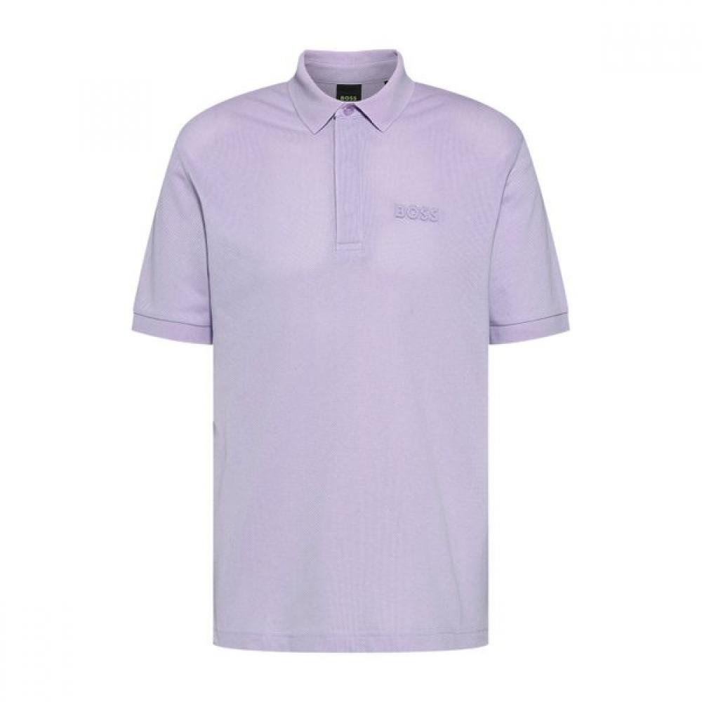 Boss Knit Collar Shirt Light Purple emBossed Logo 50488829534 XXXL