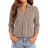 Damen V-Ausschnitt Gestreifte Bluse 3/4 Ärmel Business Casual Oberteil für die Arbeit