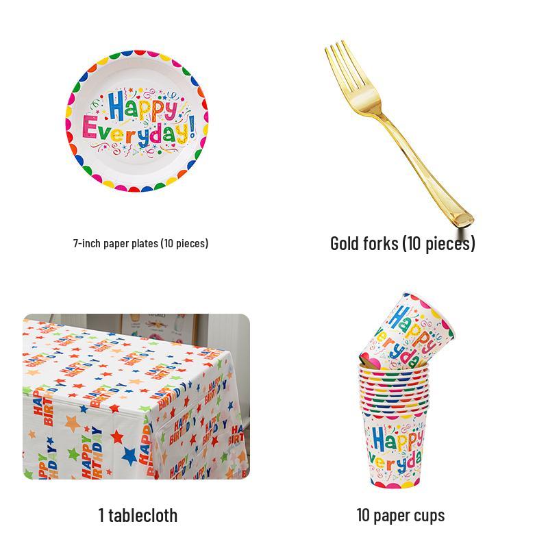 Disposable Party Supplies Set: Paper Plates and Cups for Birthdays and Weddings