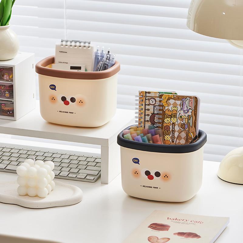 Desktop Mini Trash Can Small with Lid Student Dormitory Plastic Sundries Bin