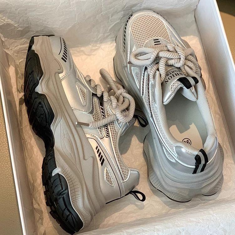 22 new thick-soled heightened mesh breathable and lightweight sports and leisure shoes ins dad shoes
