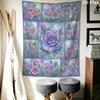 Dreamy Watercolor Rose Wall Tapestry Aesthetic Wall Hanging Printed Fabric Blanket Decorative Tapestries for Bedroom Living Room Home Decor