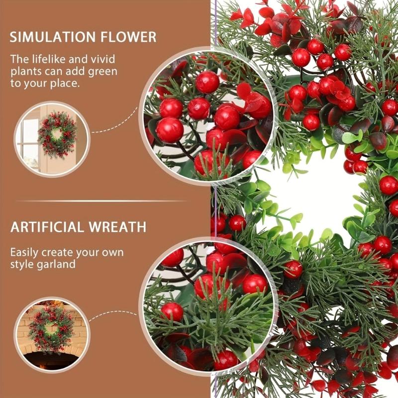 Fashion Christmas Garlands Green Portable Stylish Wreath with Berries Accent for Door and Wall Festival Decoration