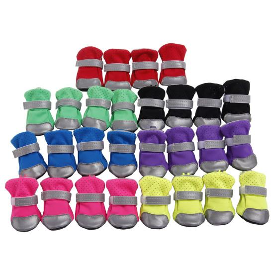 4Pcs Reflective Dog Puppy Shoes Pomeranian Teddy Bichon Soft-soled Pet Boots
