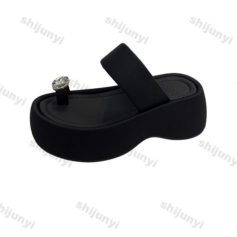 Fashion Women's Platform Shoes 2025 Summer New Fashion Height Increase Lightweight Comfortable Sandals Breathable Rhinestone Slippers