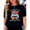 T-Shirt - Black Unisex Tee with Rainbow Glasses & Bow Design, Meeting Outfit, Machine Washable Casual Top