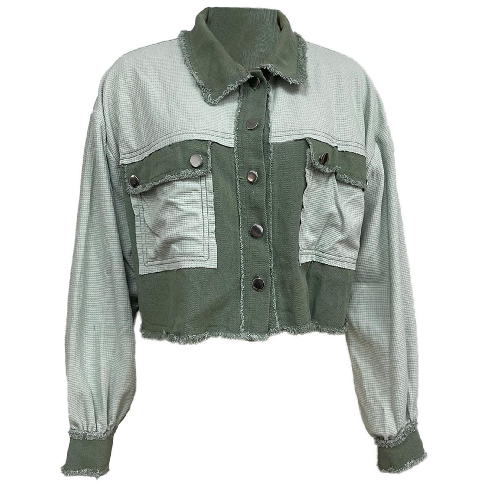 

Women s Long-sleeved -knit Washed Coat L зелёный