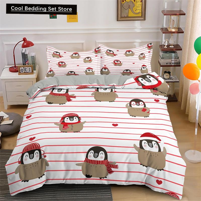 3D Merry Christmas King Queen Bedding Set Kids Cartoon Santa Snowman Deer Comforter Cover XMAS Duvet Cover Polyester Quilt Cover