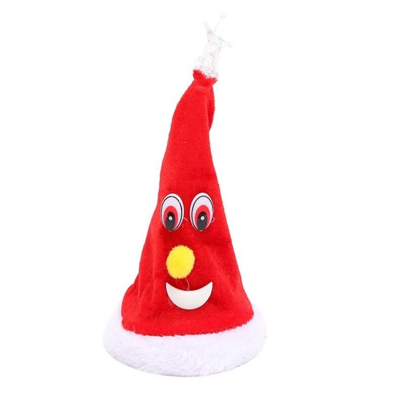 Happy New Year Swing Singing Christmas Tree Hat Electric Glowing Music Plush Cap Funny Toy Gift For Kid Xmas Home Decoration