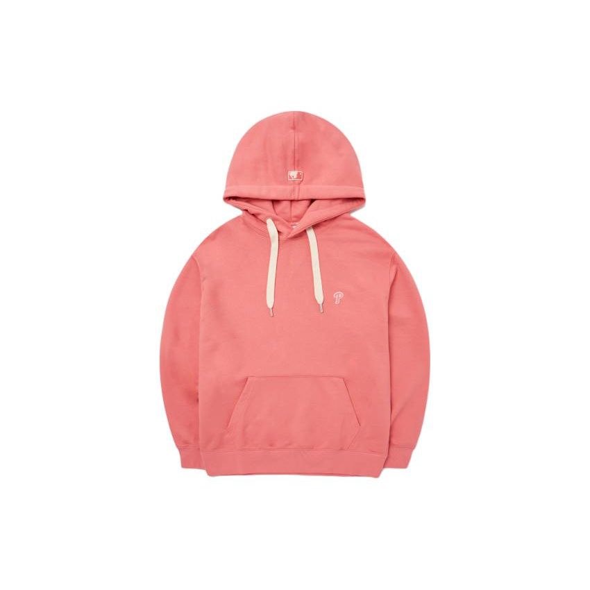 MLB Fw22 Small Logo Embroidered Solid Color Pullover Hoodie Long Sleeve Sweatshirt Unisex Hoodies Coral 3AHDB0124-10COS