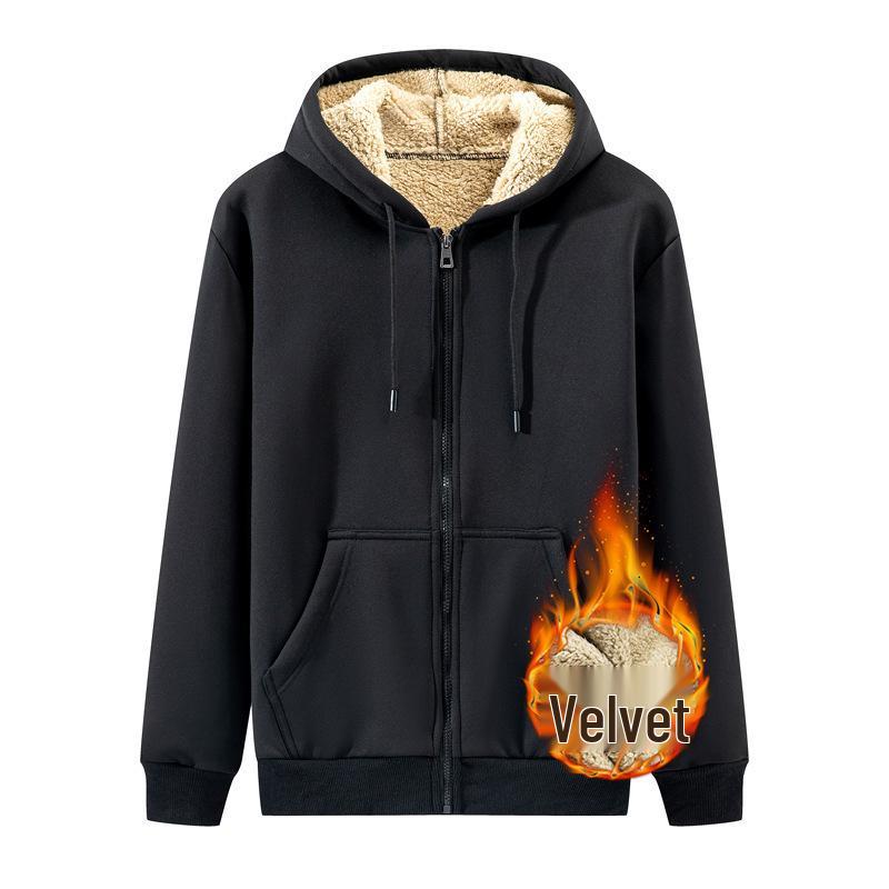 Men's Lambswool Hooded Zipper Cardigan: Warm, Versatile, Plus Velvet, Autumn/Winter Style