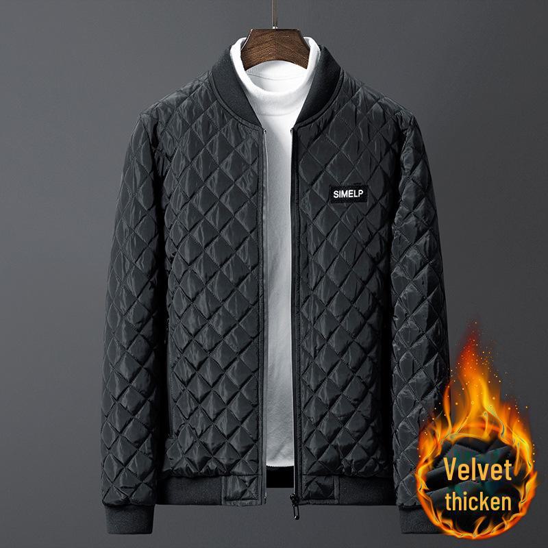 

2025 Корейская мужская легкая хлопковая ветровка - Молодежная теплая весенняя куртка 4XL чёрный