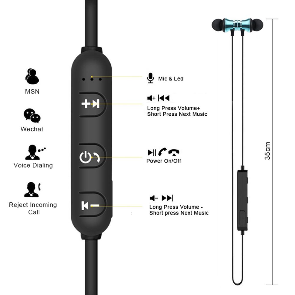 Neckband Handsfree Music Headset Magnetic Sport Earbuds Hanging Neck Wireless Bluetooth Earphone