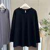 Simple Plain Solid Color Mid Length Long Sleeve Plus Size Inner Layering Top For Women