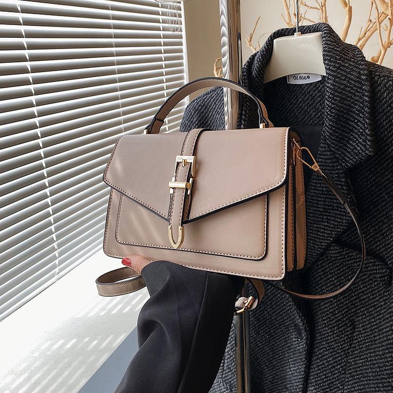 New Trendy Vintage Single-Shoulder Handbag Winter Solid Color Versatile Crossbody Small Square Bag