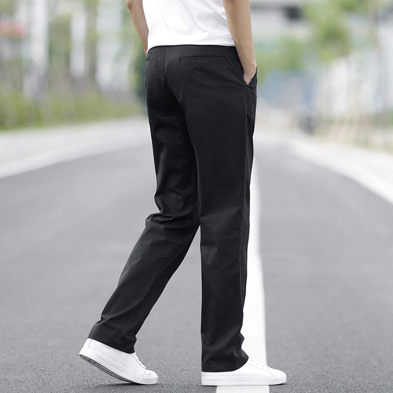 Men's Plus Size Cotton Casual Pants - Spring/Autumn 2025, Loose Straight Leg with Winter Velvet Lining